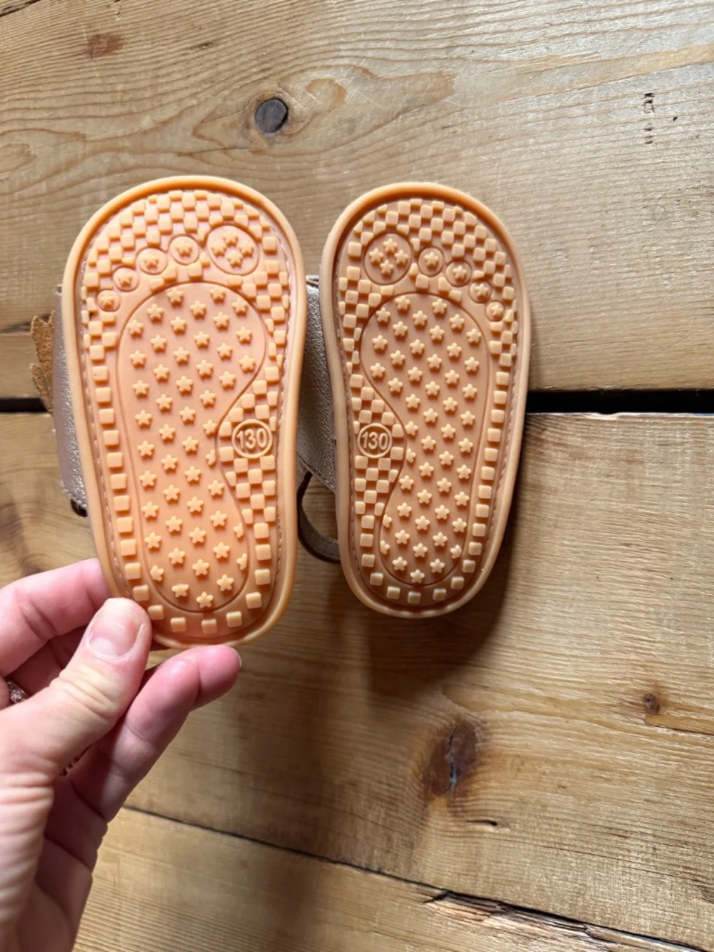 Baby shoe - gold moccasin sandal size 3-6 months